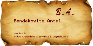 Bendekovits Antal névjegykártya